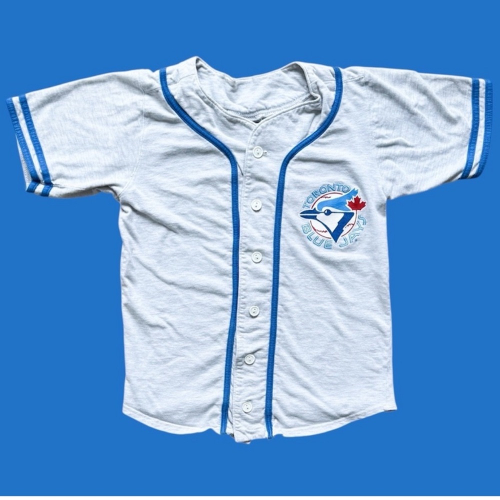 Vtg Sportrend Toronto Blue Jays MLB Button Up Shirt Youth S 15.75x21.5 Blokecore